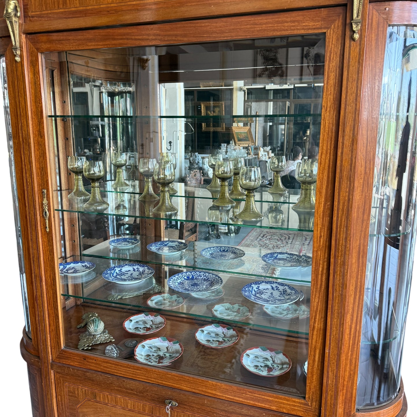 French curved display cabinet