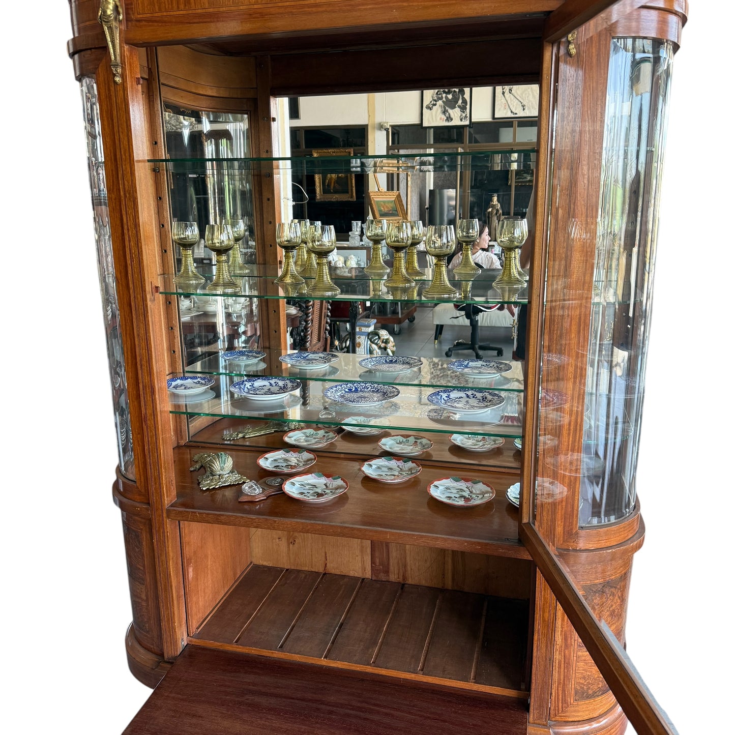 French curved display cabinet